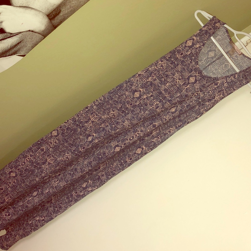 Pink and blue print maxi dress